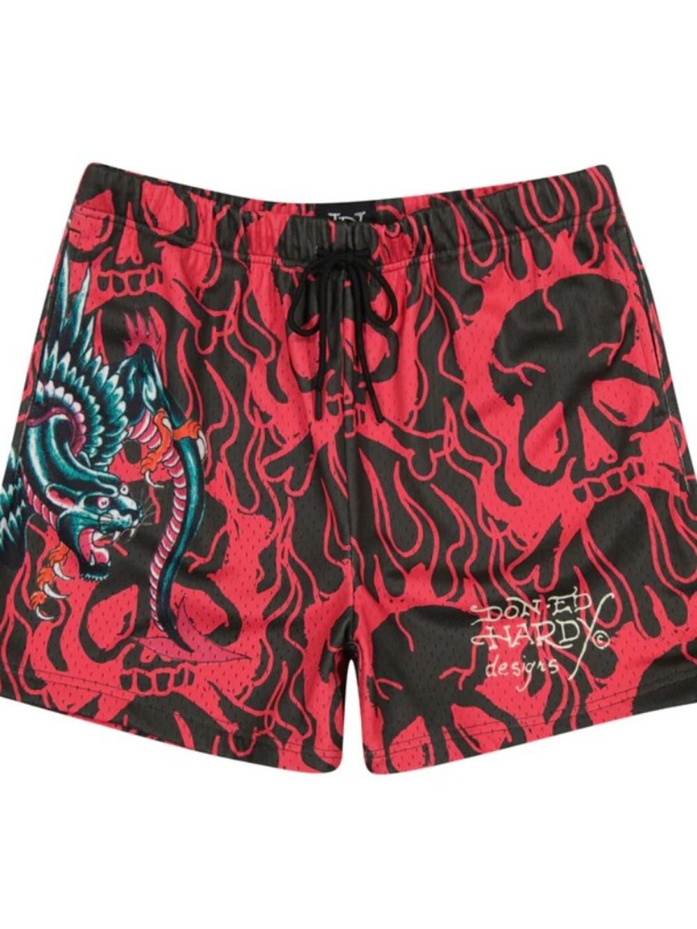 Ed Hardy Panther Dragon Mesh Basketball Short in Pink